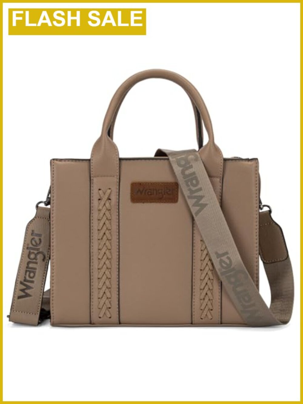 Faux Leather Satchel Tote with Whipstitch Design, Adjustable Strap